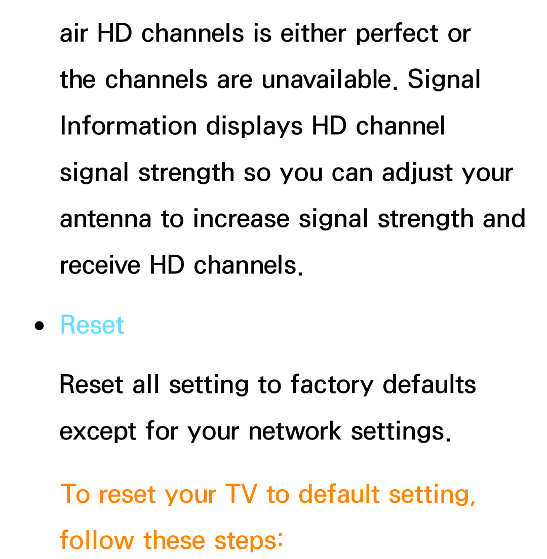 Samsung PN64E8000 manual Reset, To reset your TV to default setting, follow these steps 