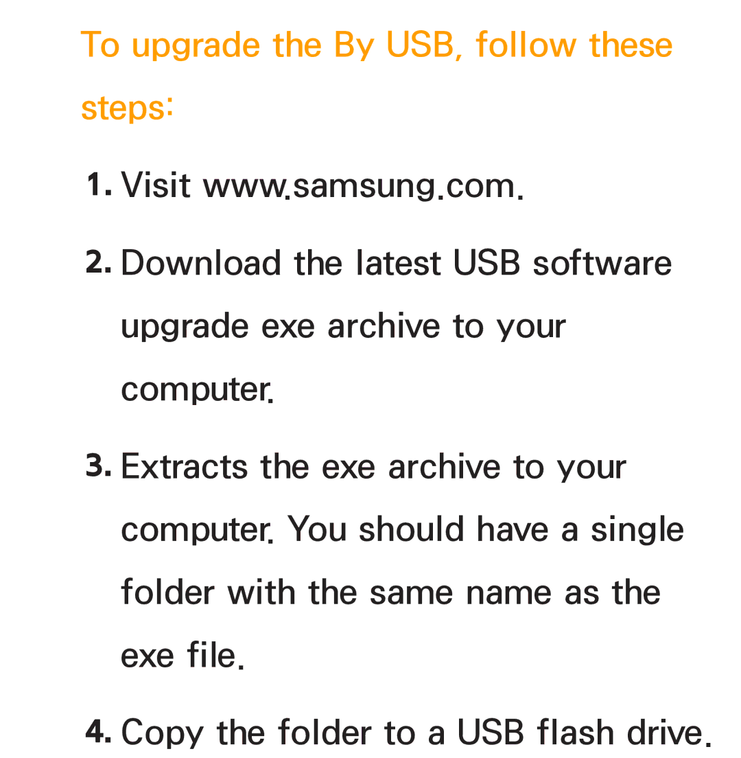 Samsung PN64E8000 manual To upgrade the By USB, follow these steps 