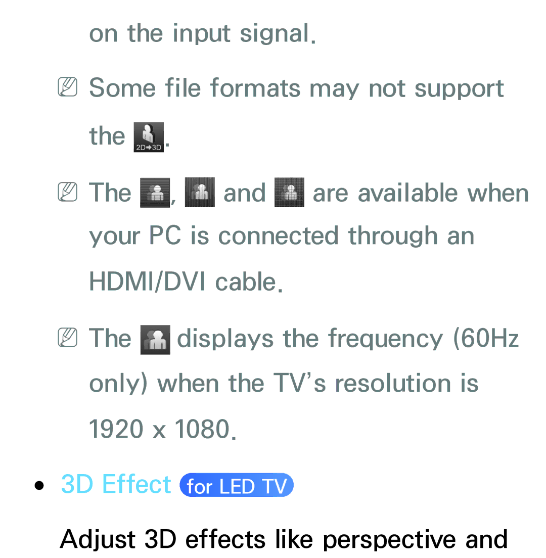 Samsung PN64E8000 manual 3D Effect for LED TV 