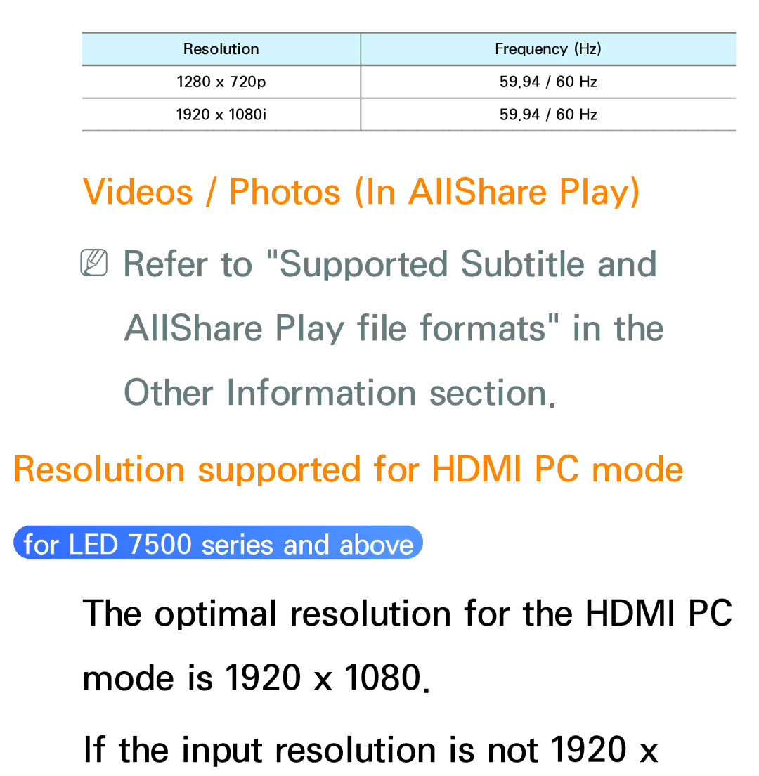 Samsung PN64E8000 manual For LED 7500 series and above 