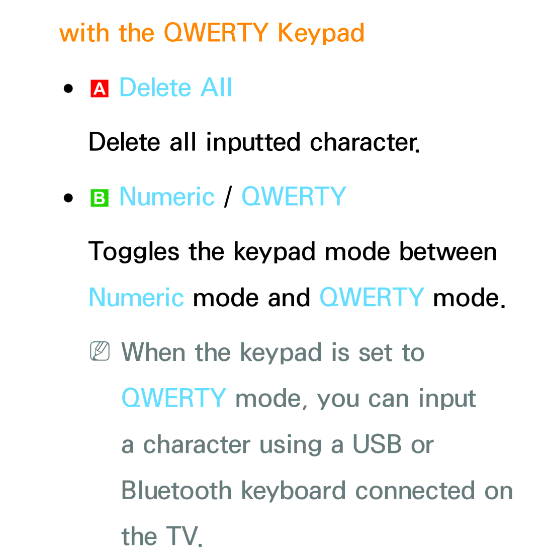 Samsung PN64E8000 manual With the Qwerty Keypad, Delete All, Numeric / Qwerty 