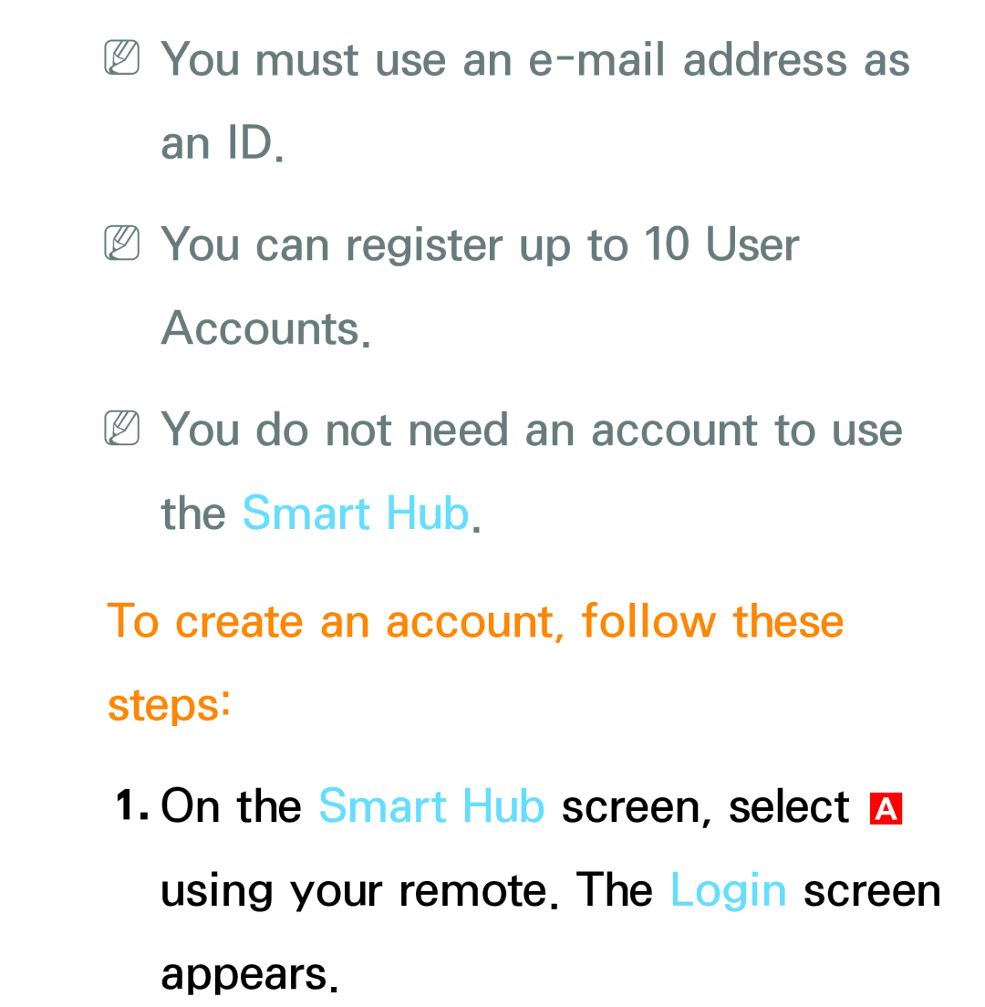 Samsung PN64E8000 manual To create an account, follow these steps 