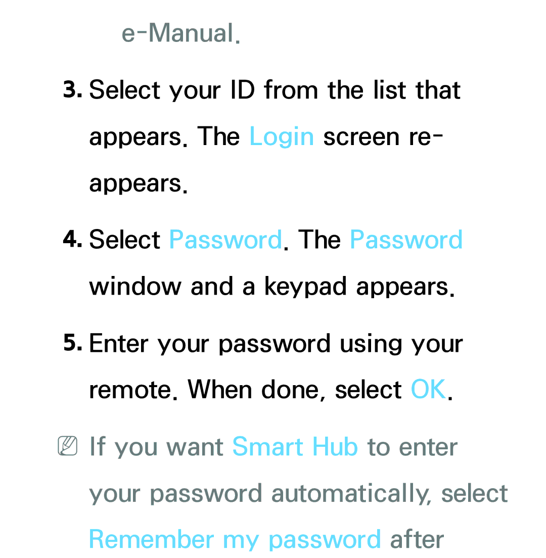 Samsung PN64E8000 manual Manual, Select Password. The Password window and a keypad appears 