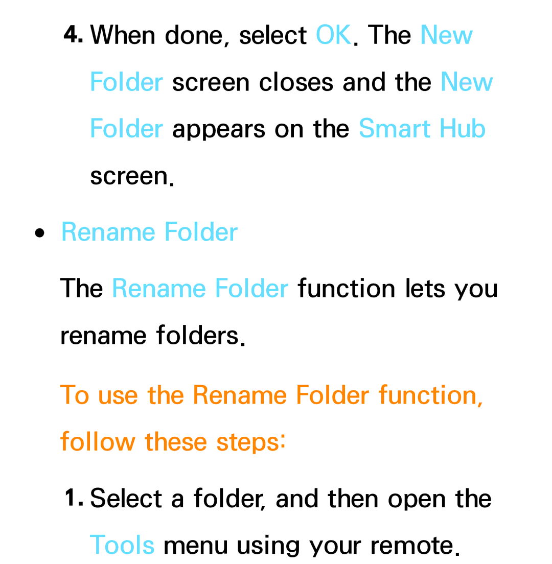 Samsung PN64E8000 manual To use the Rename Folder function, follow these steps 