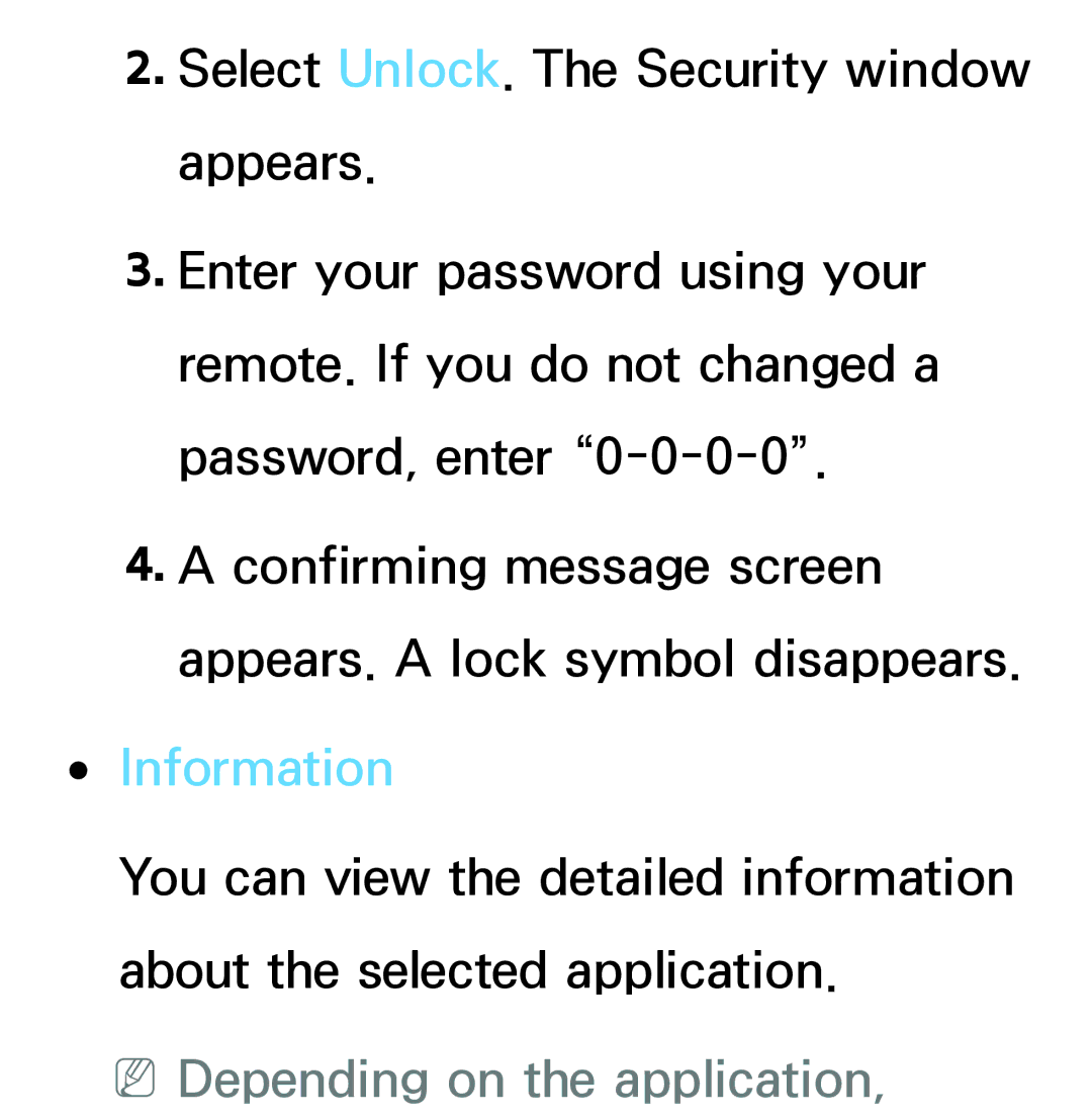 Samsung PN64E8000 manual Information, NNDepending on the application 