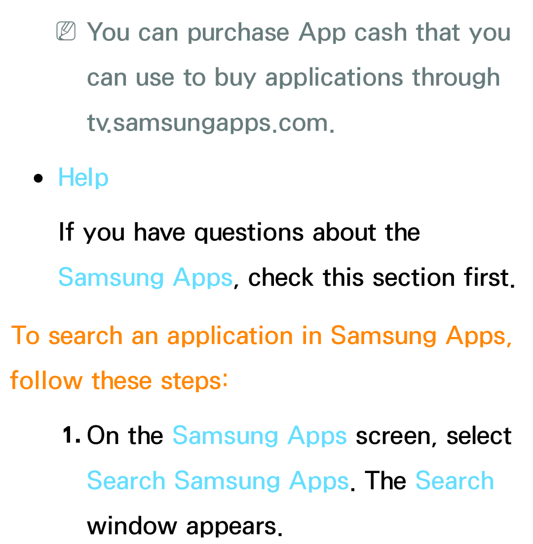 Samsung PN64E8000 manual Help, To search an application in Samsung Apps, follow these steps 