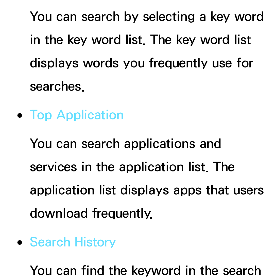 Samsung PN64E8000 manual Top Application, Search History 