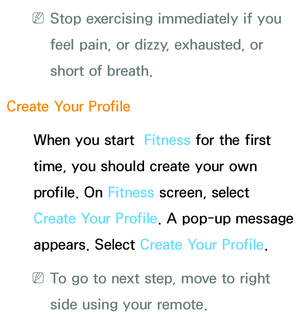 Samsung PN64E8000 manual Create Your Profile, NNTo go to next step, move to right side using your remote 