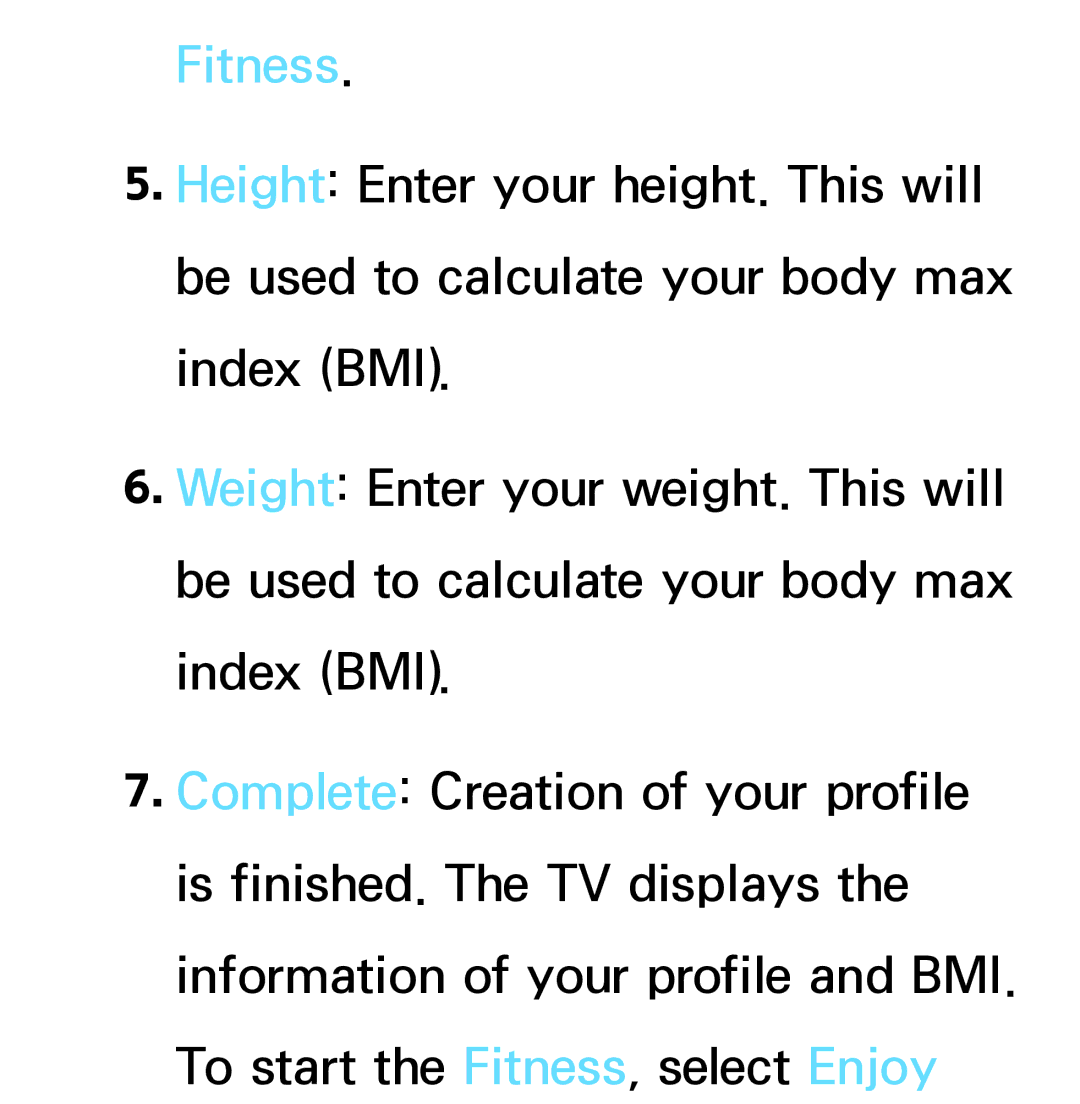 Samsung PN64E8000 manual Fitness 