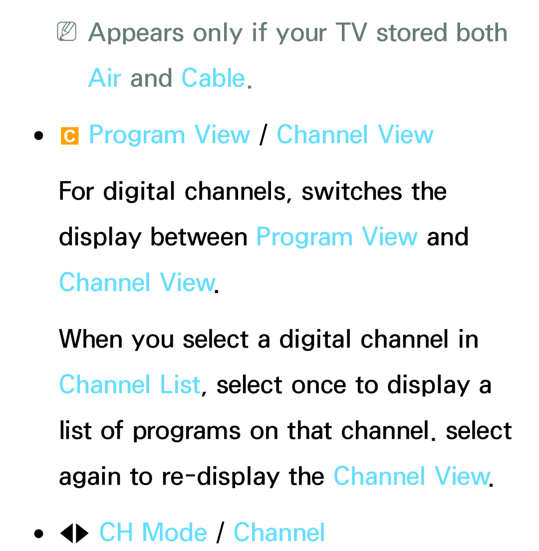 Samsung PN64E8000 manual Program View / Channel View, Lr CH Mode / Channel 