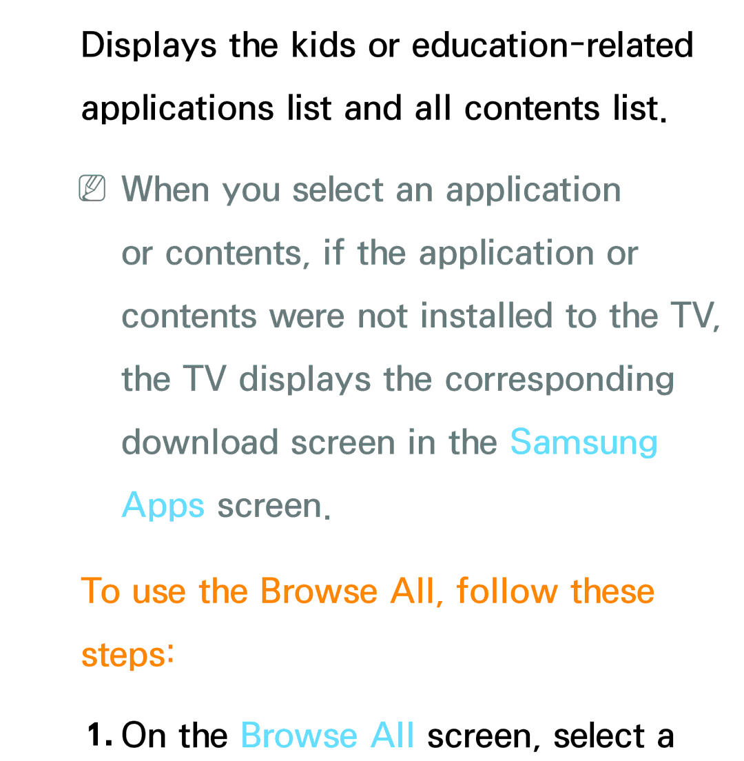 Samsung PN64E8000 manual To use the Browse All, follow these steps 