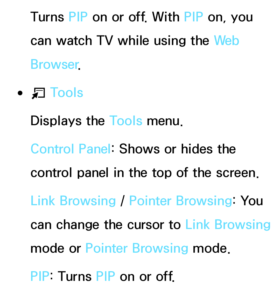 Samsung PN64E8000 manual PIP Turns PIP on or off 