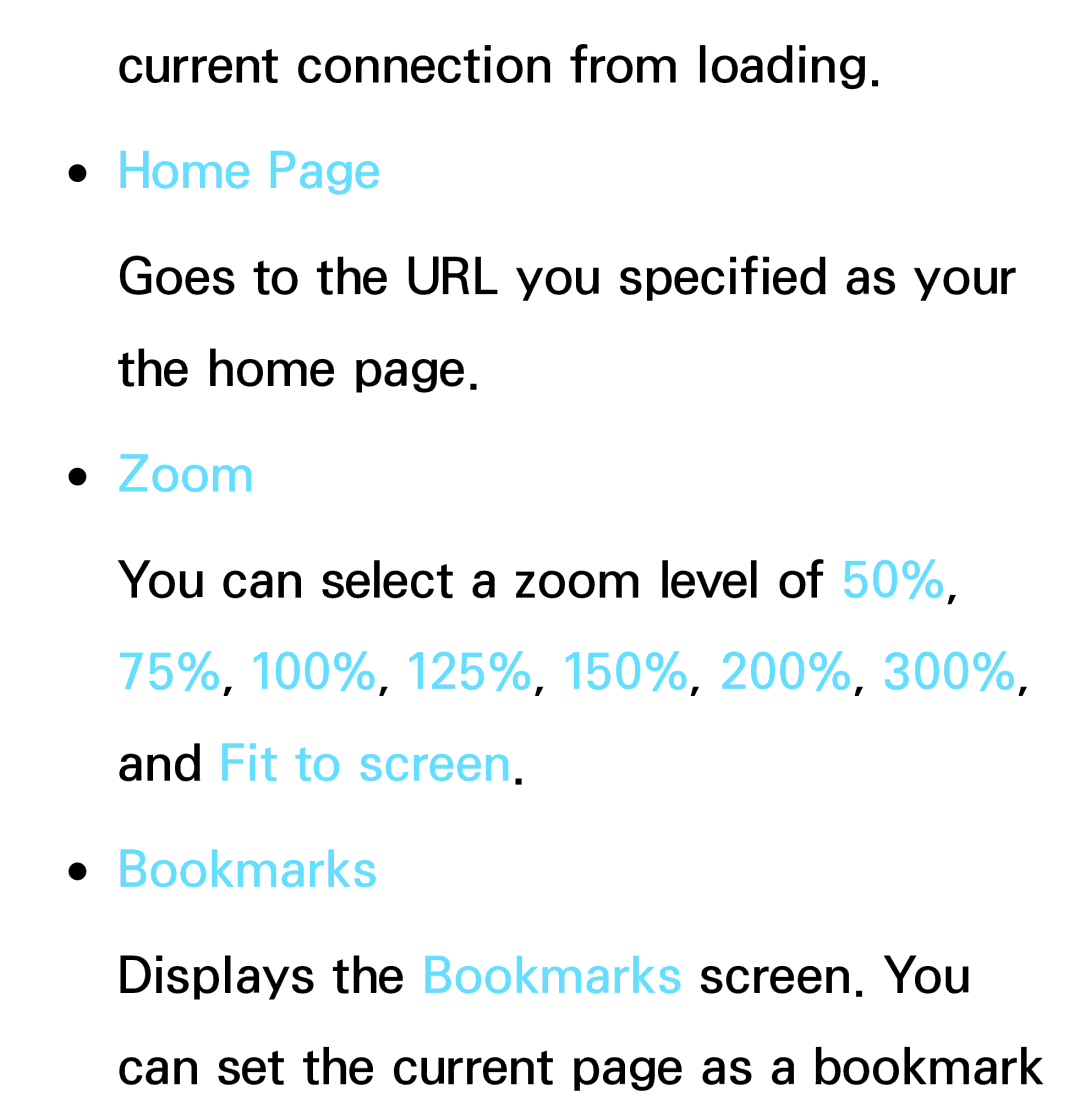 Samsung PN64E8000 manual Zoom, Bookmarks 