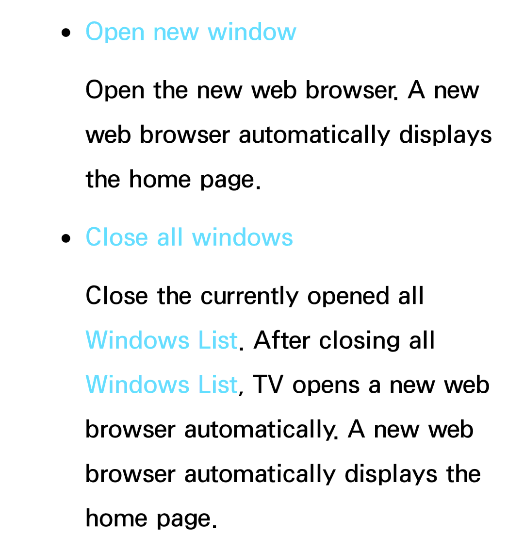 Samsung PN64E8000 manual Open new window, Close all windows 