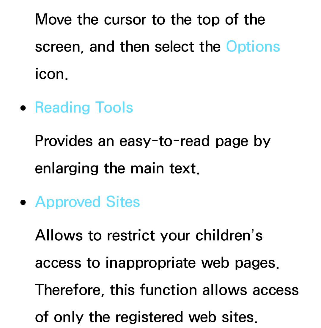 Samsung PN64E8000 manual Reading Tools, Approved Sites 