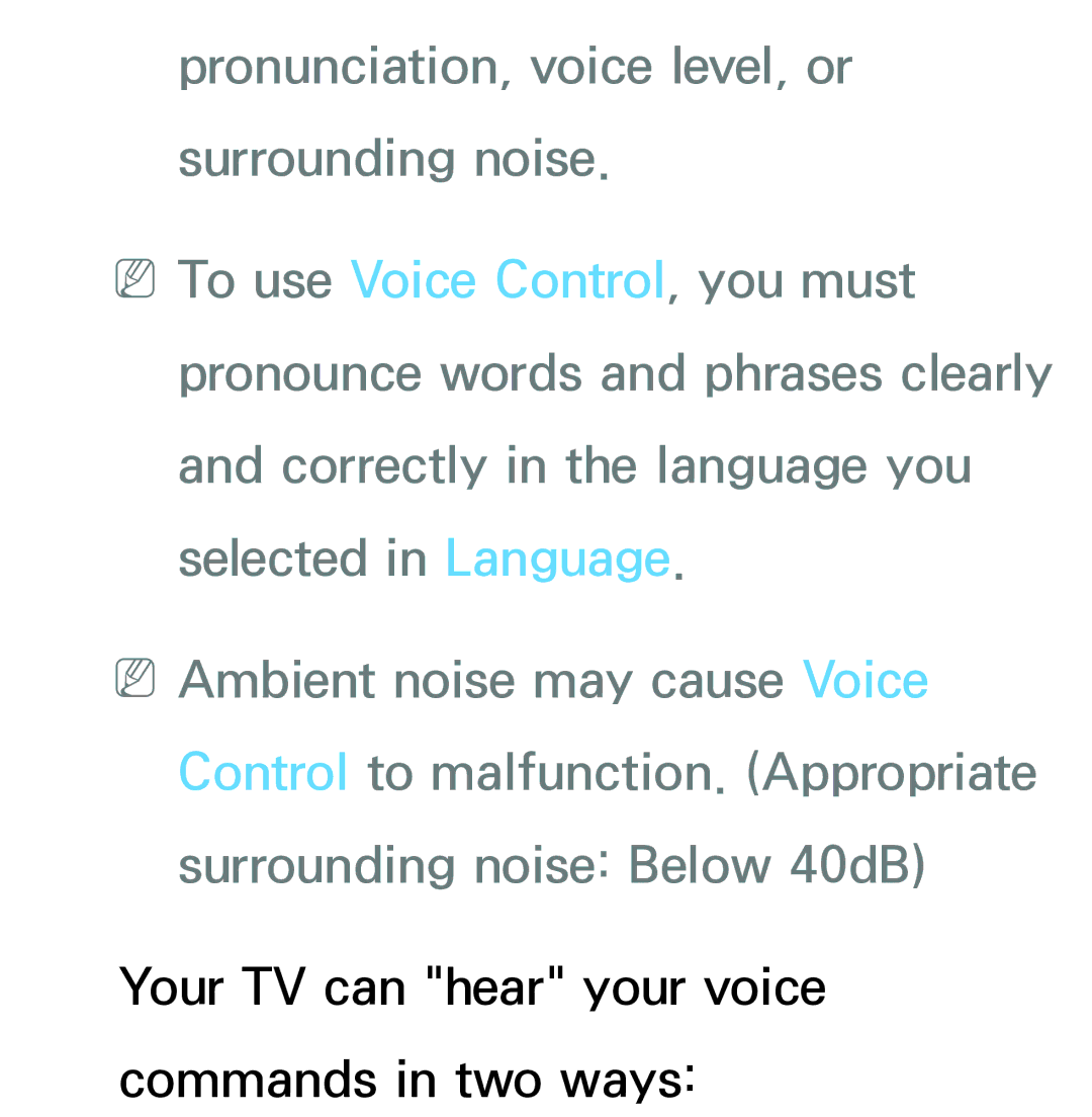 Samsung PN64E8000 manual Your TV can hear your voice commands in two ways 