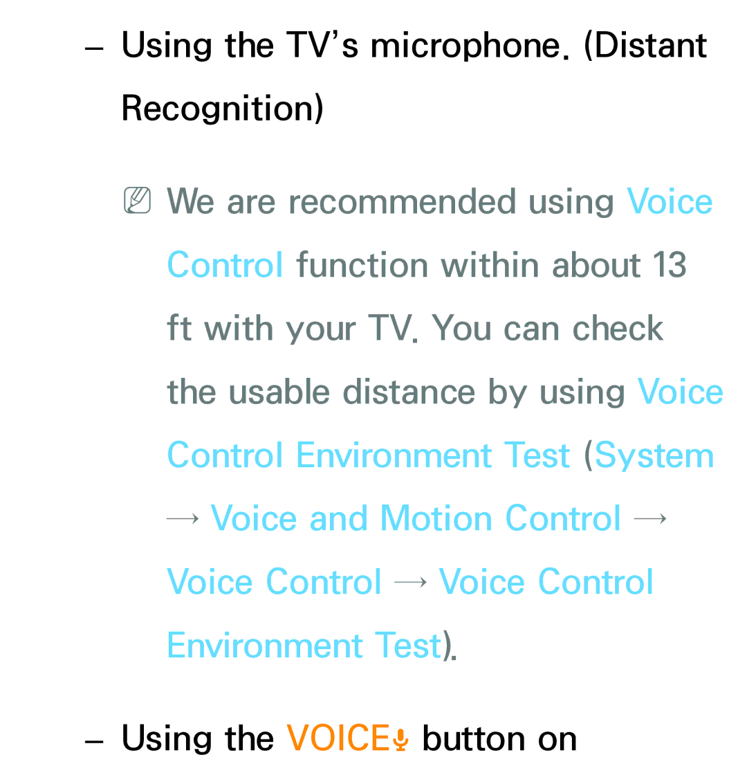 Samsung PN64E8000 manual Using the TV’s microphone. Distant Recognition 