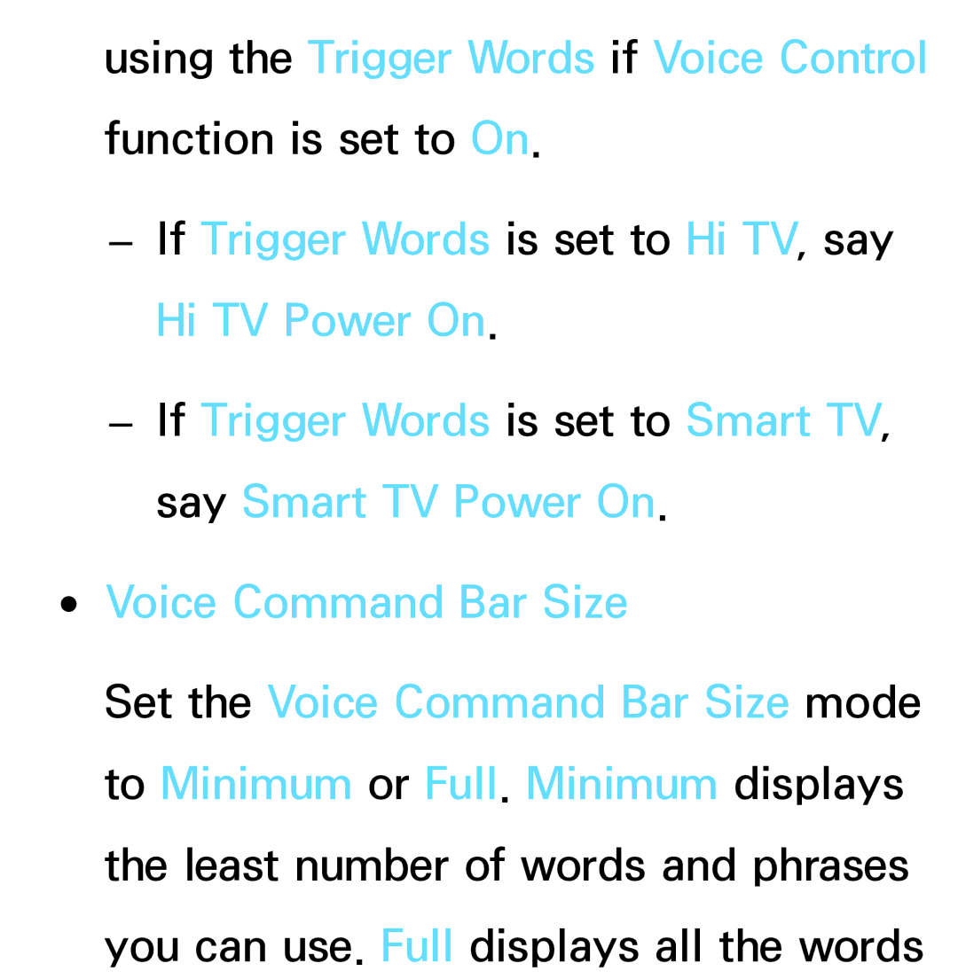 Samsung PN64E8000 manual If Trigger Words is set to Hi TV, say Hi TV Power On 