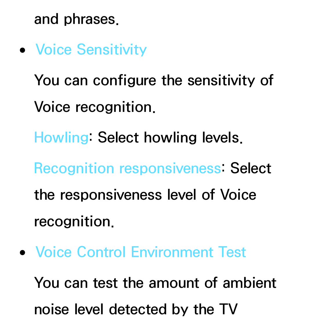 Samsung PN64E8000 manual Voice Sensitivity 