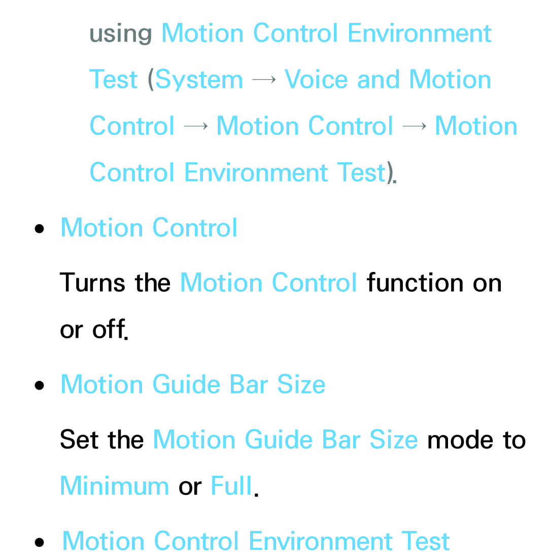 Samsung PN64E8000 manual Turns the Motion Control function on or off 