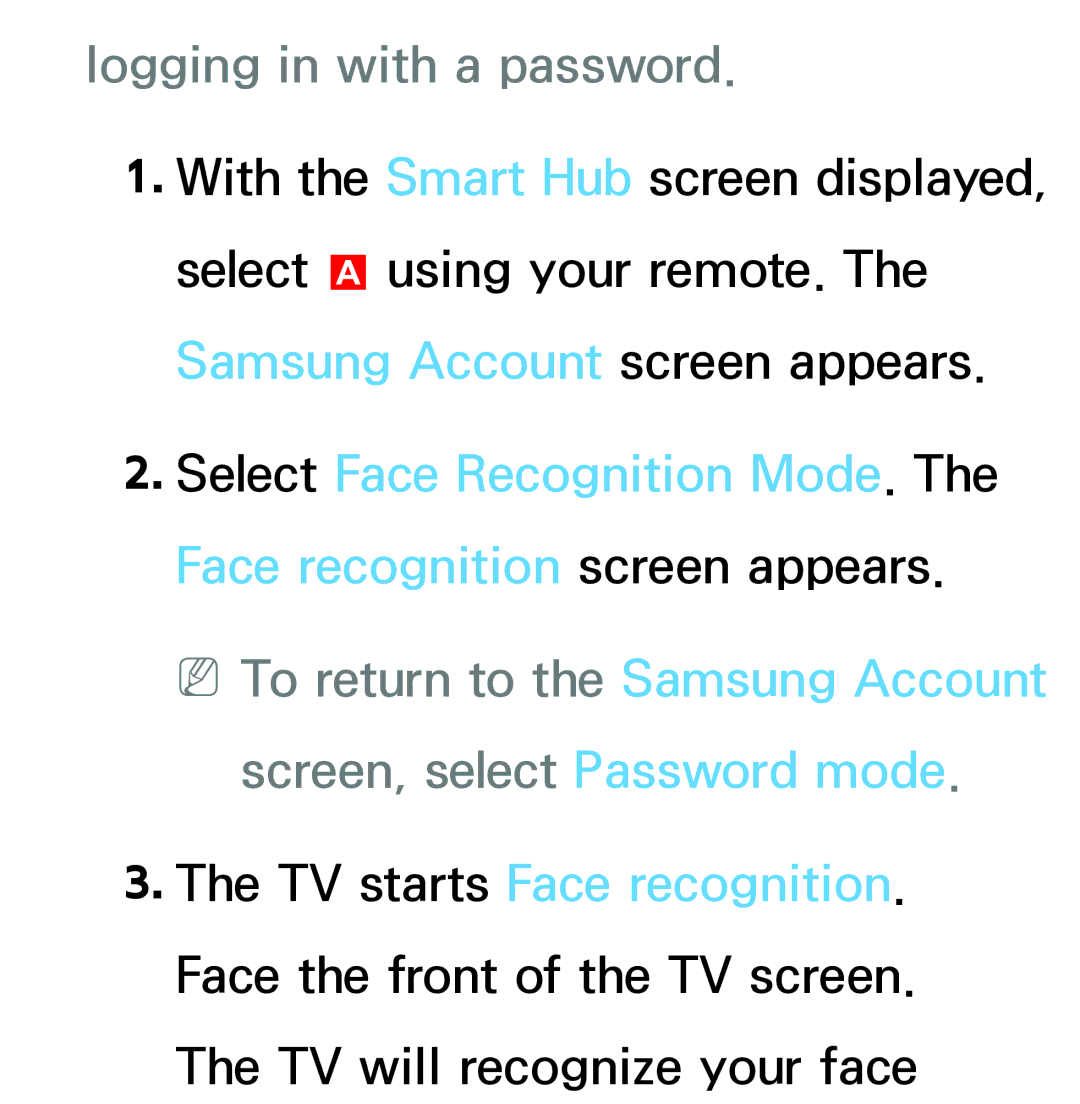 Samsung PN64E8000 manual Logging in with a password 