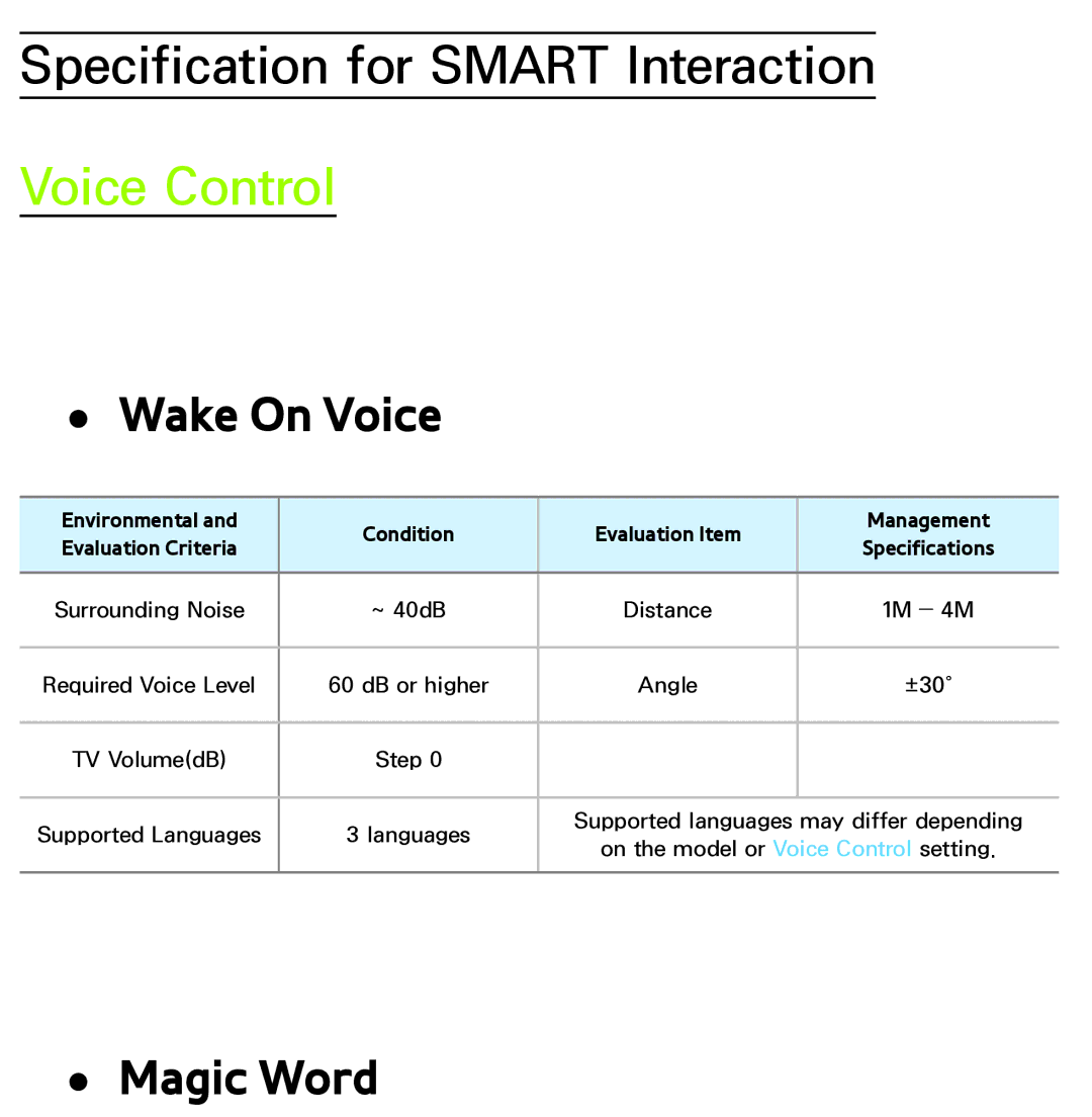 Samsung PN64E8000 manual Wake On Voice 