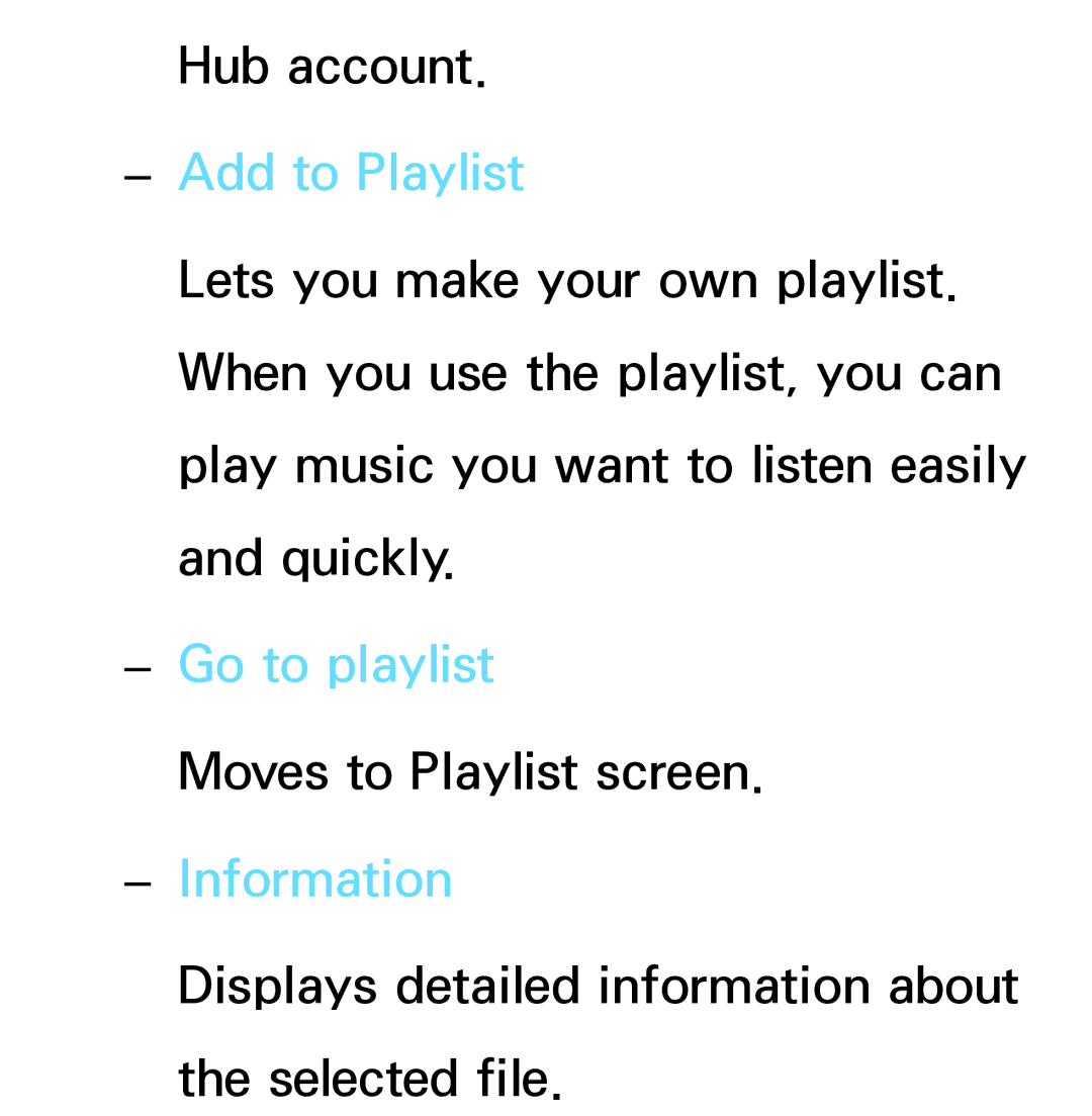 Samsung PN64E8000 manual Add to Playlist, Go to playlist 