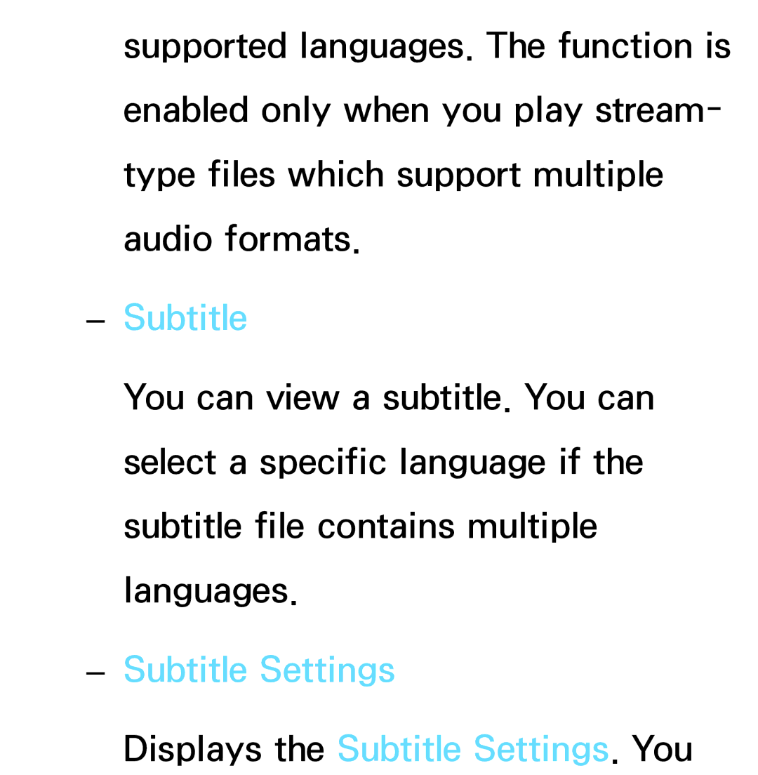 Samsung PN64E8000 manual Subtitle Settings 