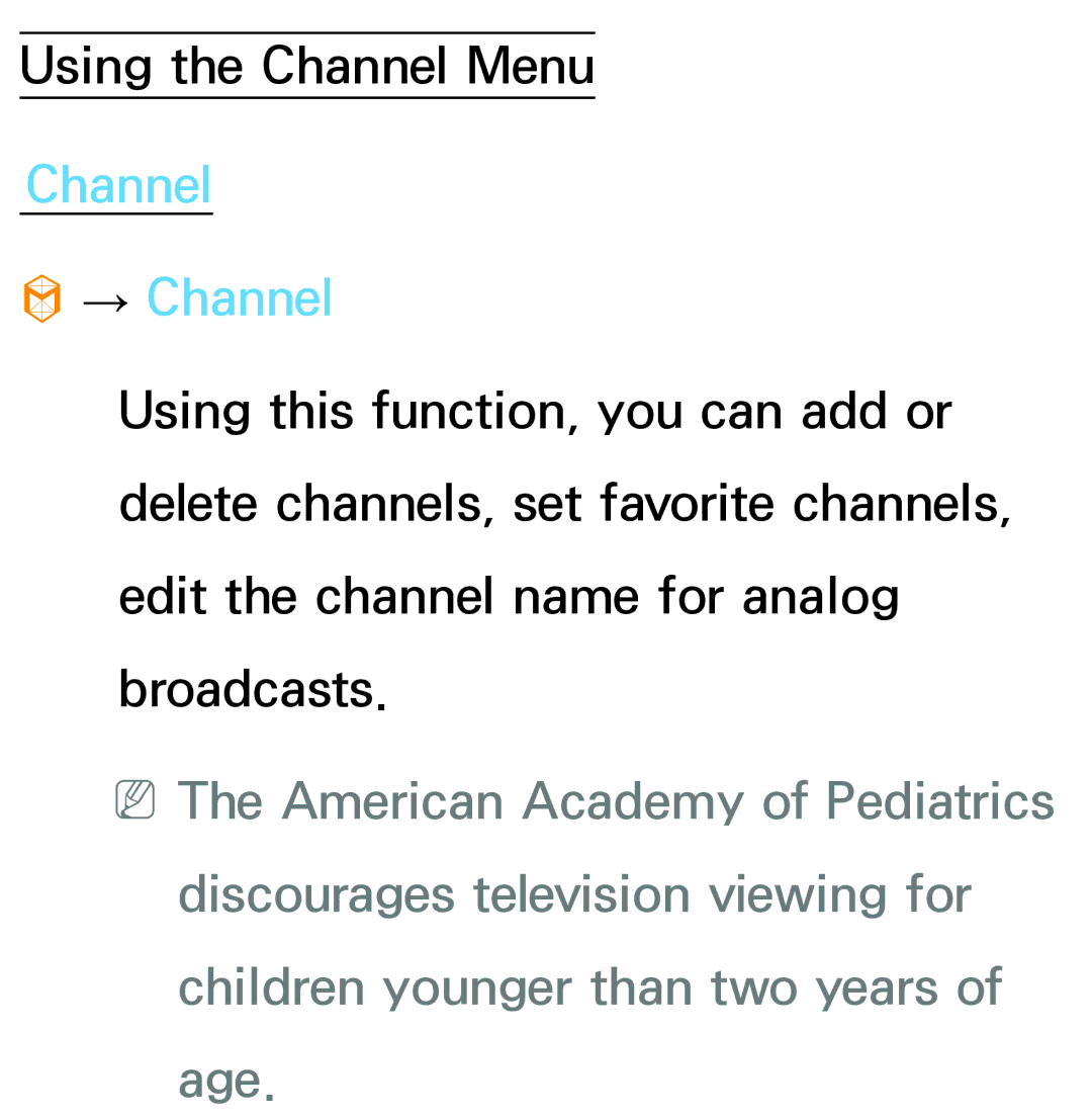 Samsung PN64E8000 manual Channel → Channel 