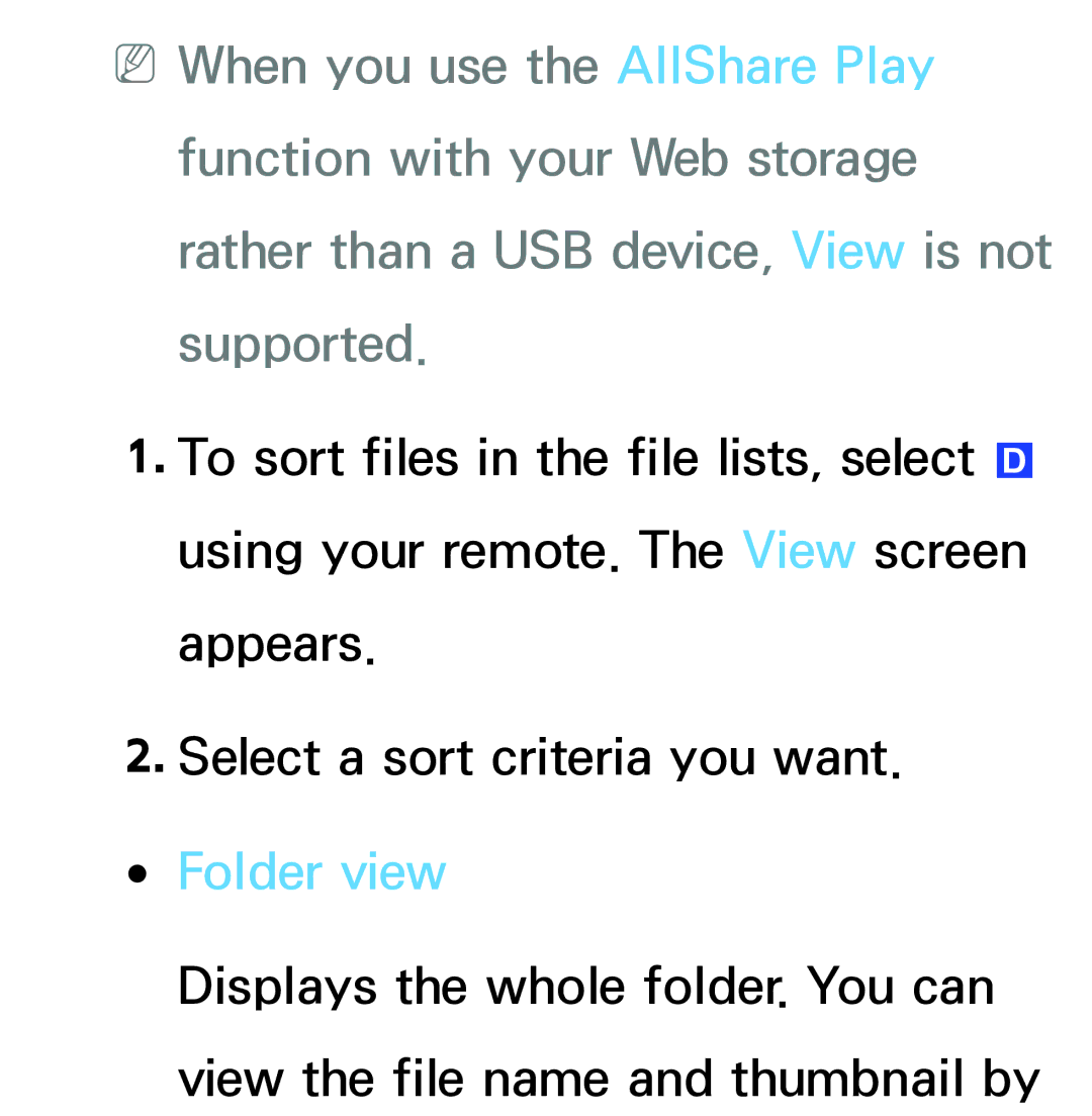 Samsung PN64E8000 manual Folder view 