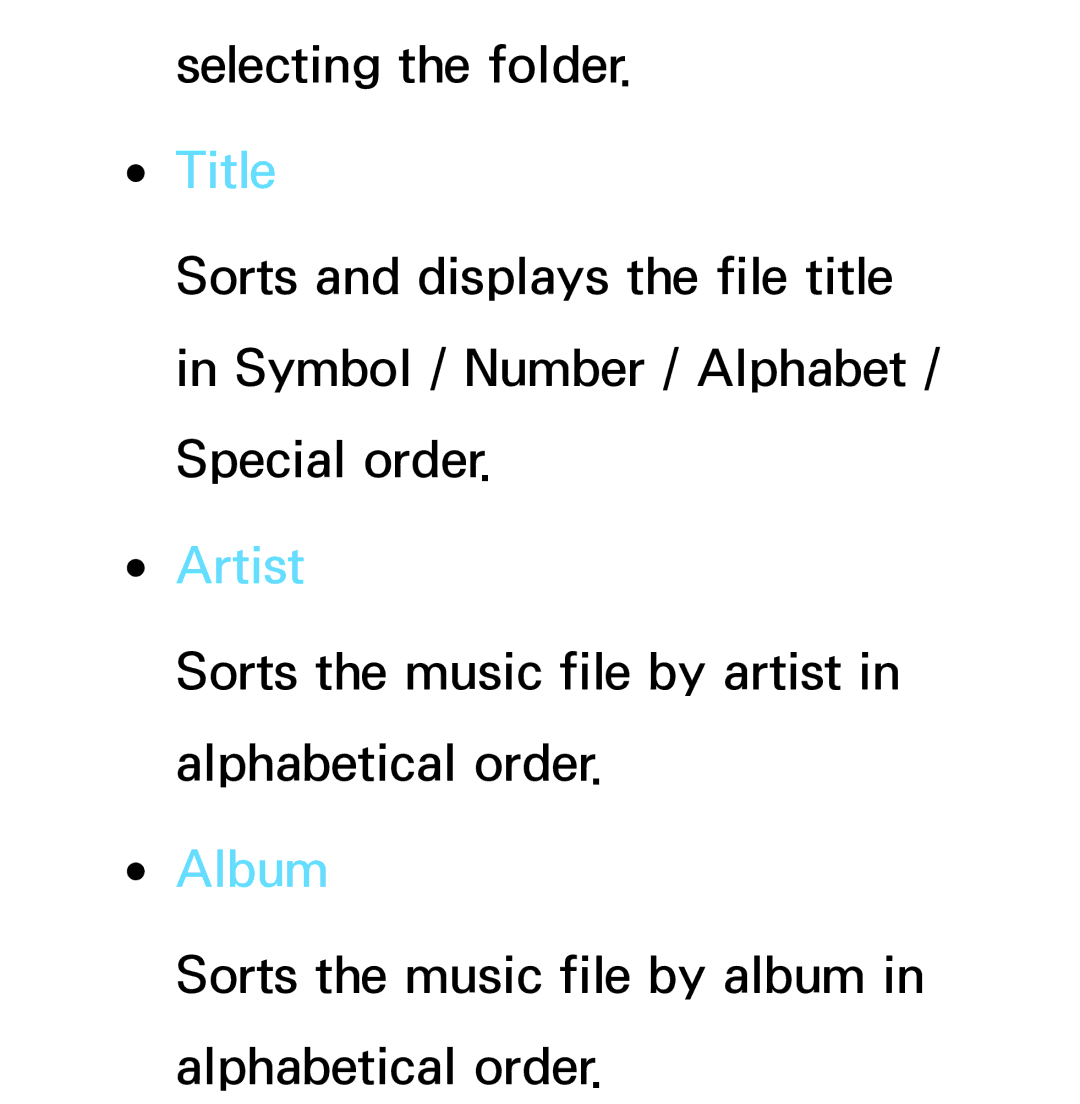 Samsung PN64E8000 manual Artist, Album 