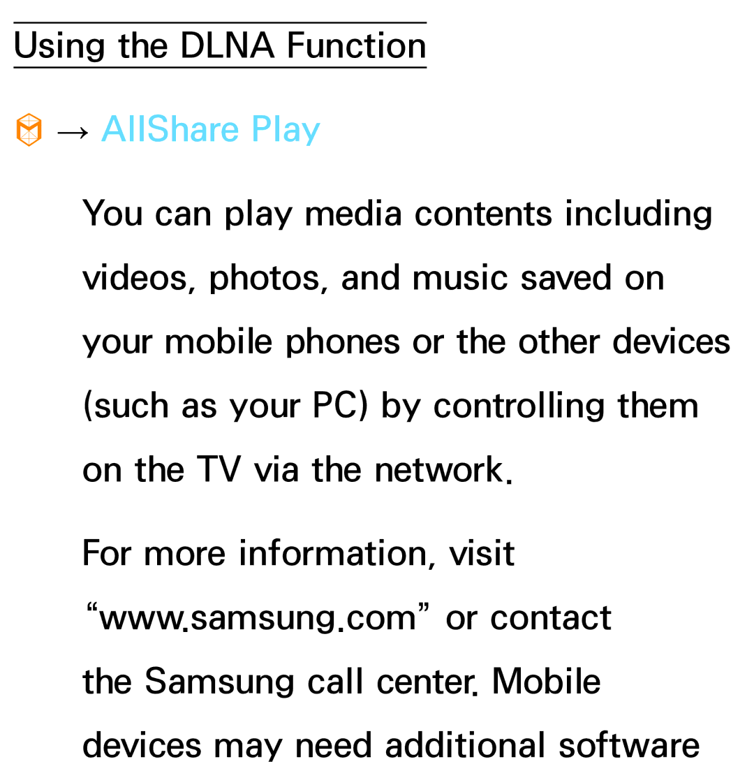 Samsung PN64E8000 manual Using the Dlna Function 