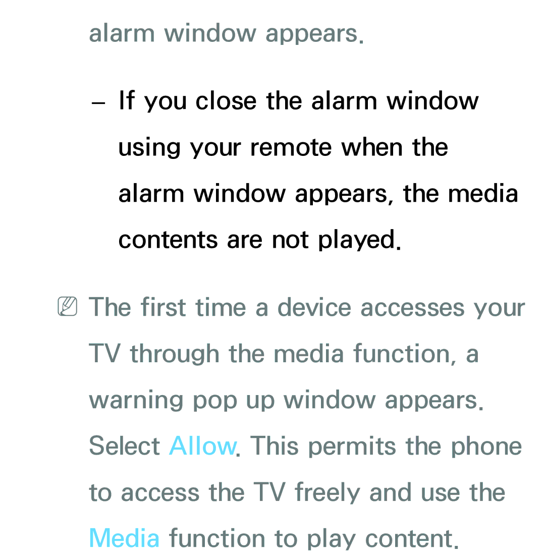 Samsung PN64E8000 manual Alarm window appears 