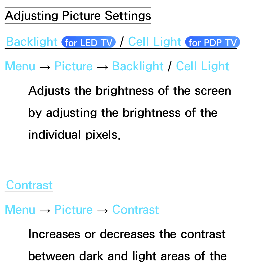 Samsung PN64E8000 manual Adjusting Picture Settings 