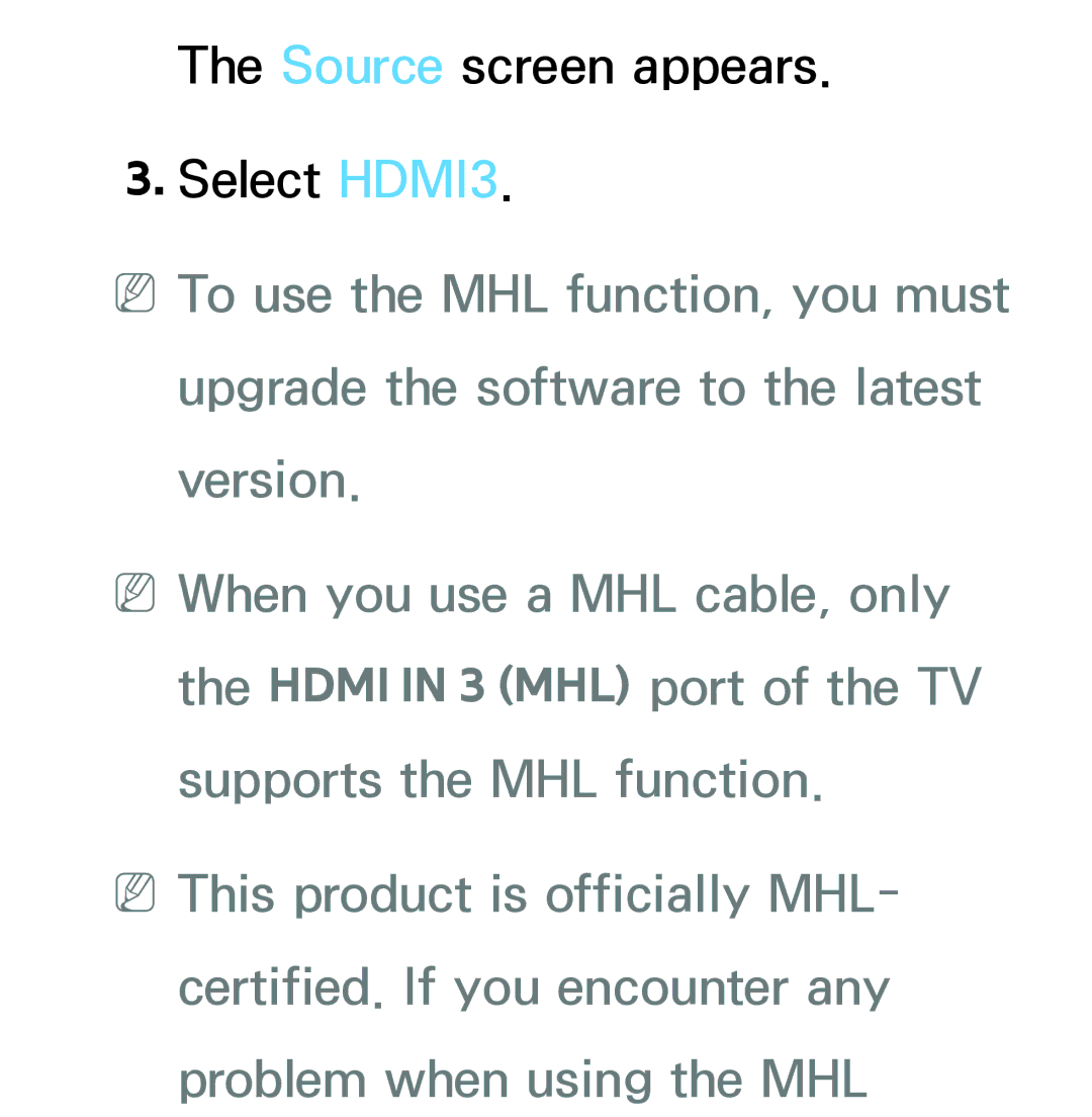 Samsung PN64E8000 manual Source screen appears Select HDMI3 