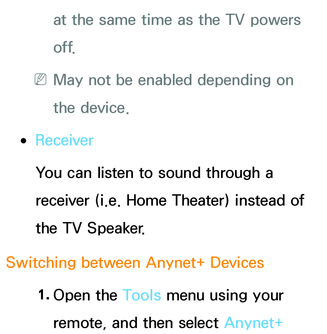 Samsung PN64E8000 manual Switching between Anynet+ Devices 