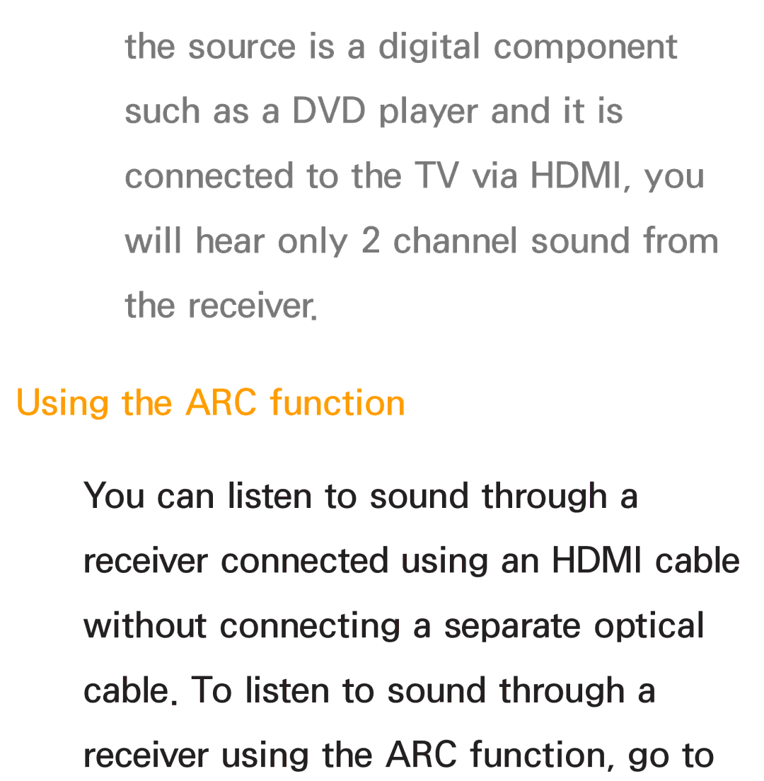 Samsung PN64E8000 manual Using the ARC function 