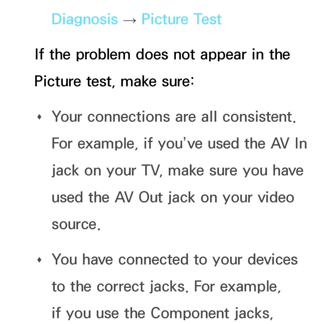 Samsung PN64E8000 manual Diagnosis → Picture Test 