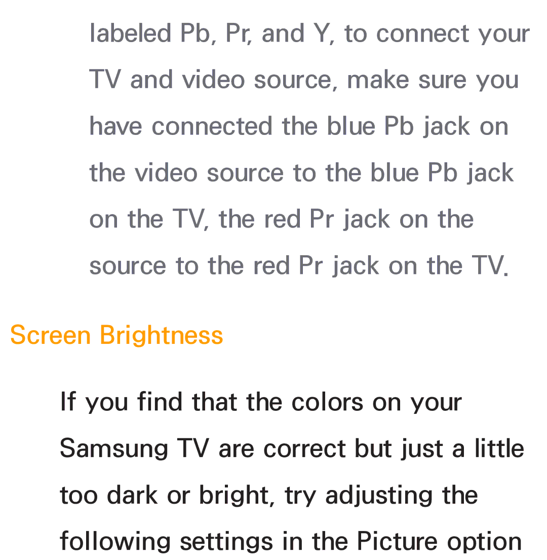 Samsung PN64E8000 manual Screen Brightness 