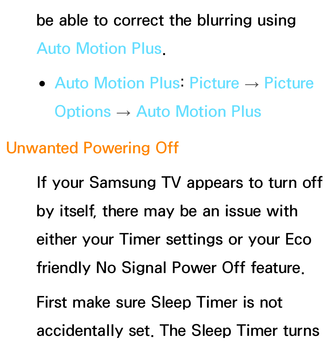 Samsung PN64E8000 manual Unwanted Powering Off 