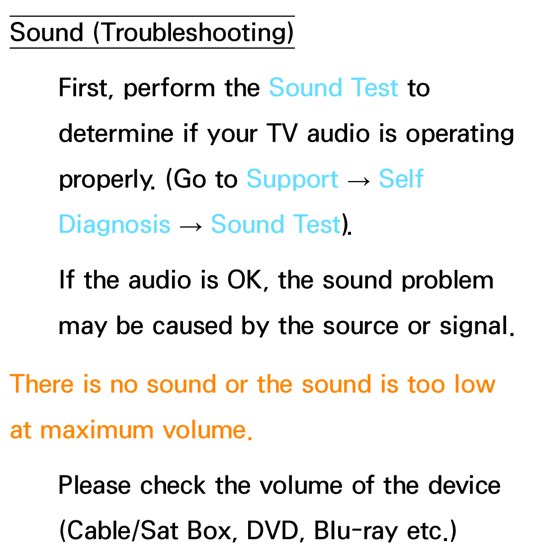 Samsung PN64E8000 manual There is no sound or the sound is too low at maximum volume 