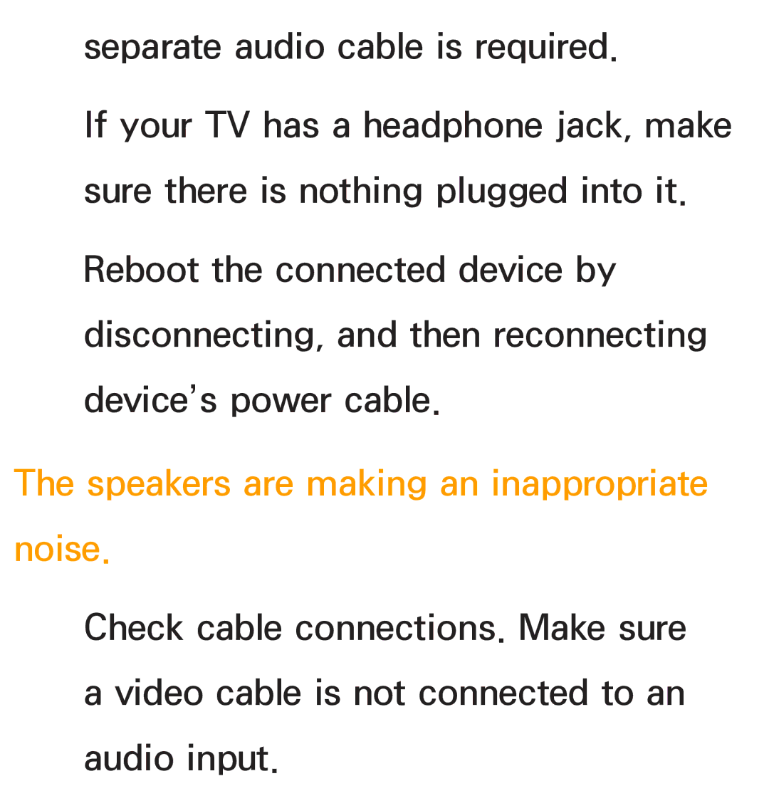 Samsung PN64E8000 manual Speakers are making an inappropriate noise 