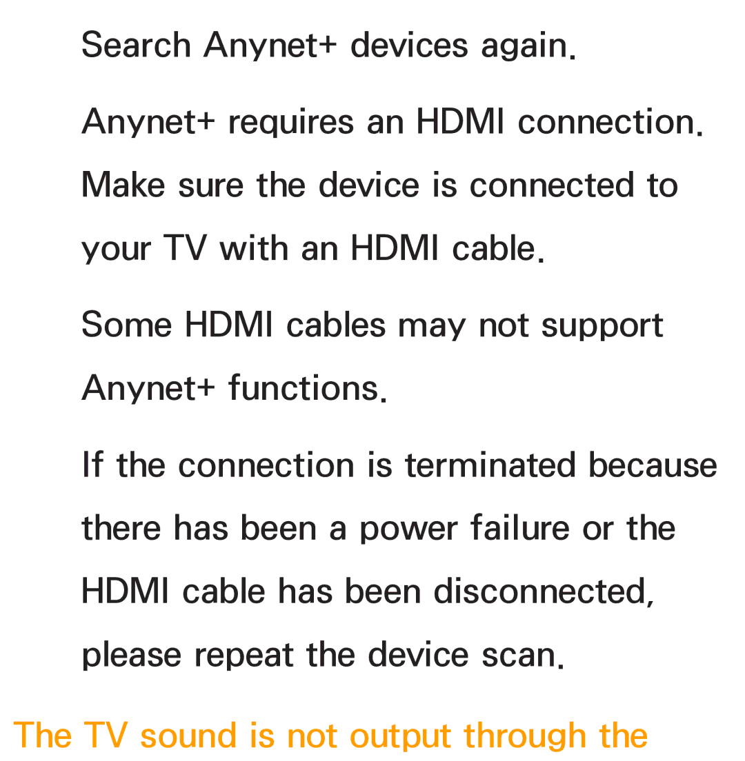 Samsung PN64E8000 manual TV sound is not output through 