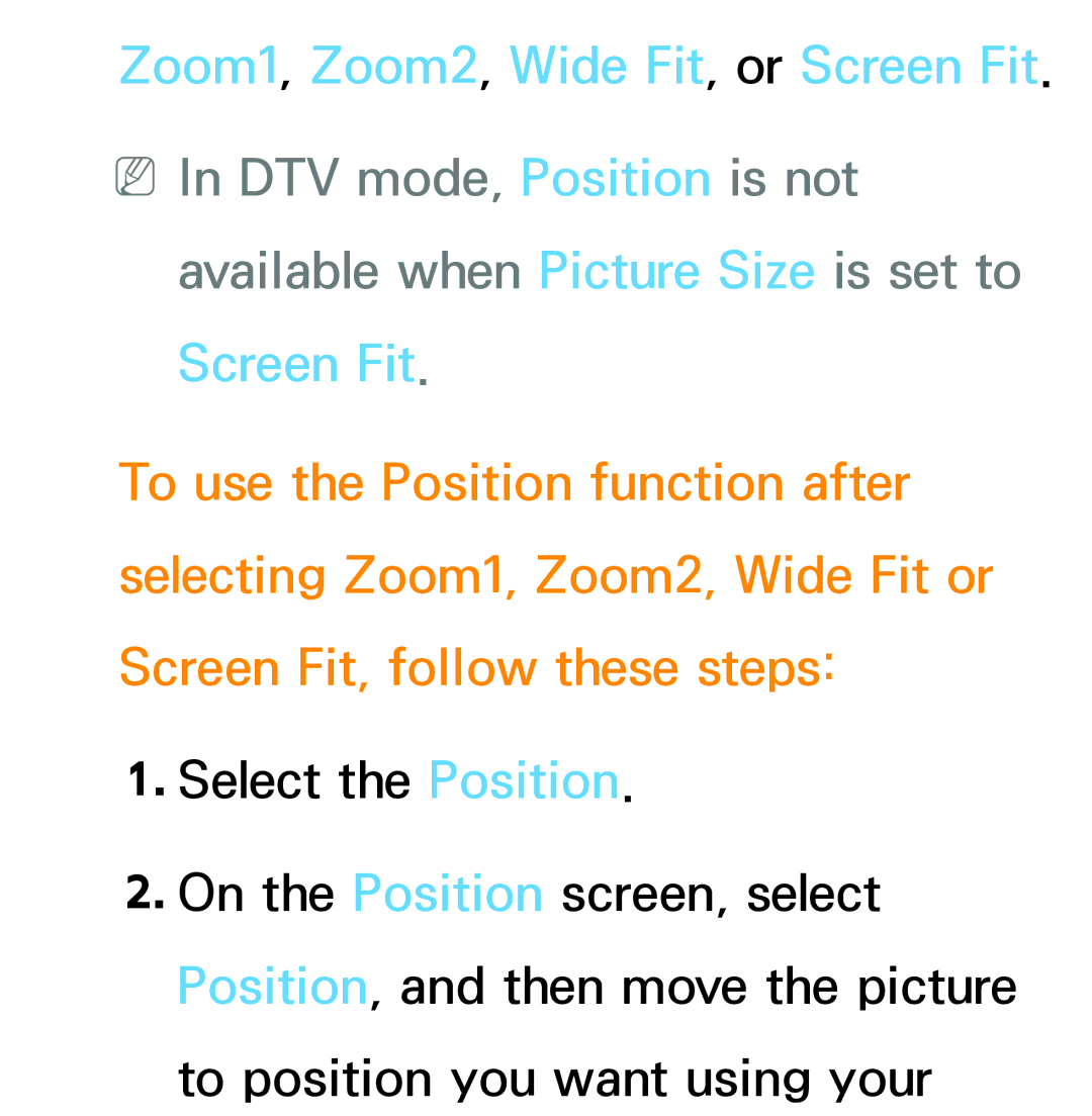 Samsung PN64E8000 manual Zoom1, Zoom2, Wide Fit, or Screen Fit 