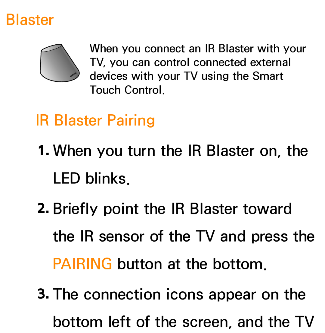 Samsung PN64E8000 manual IR Blaster Pairing 