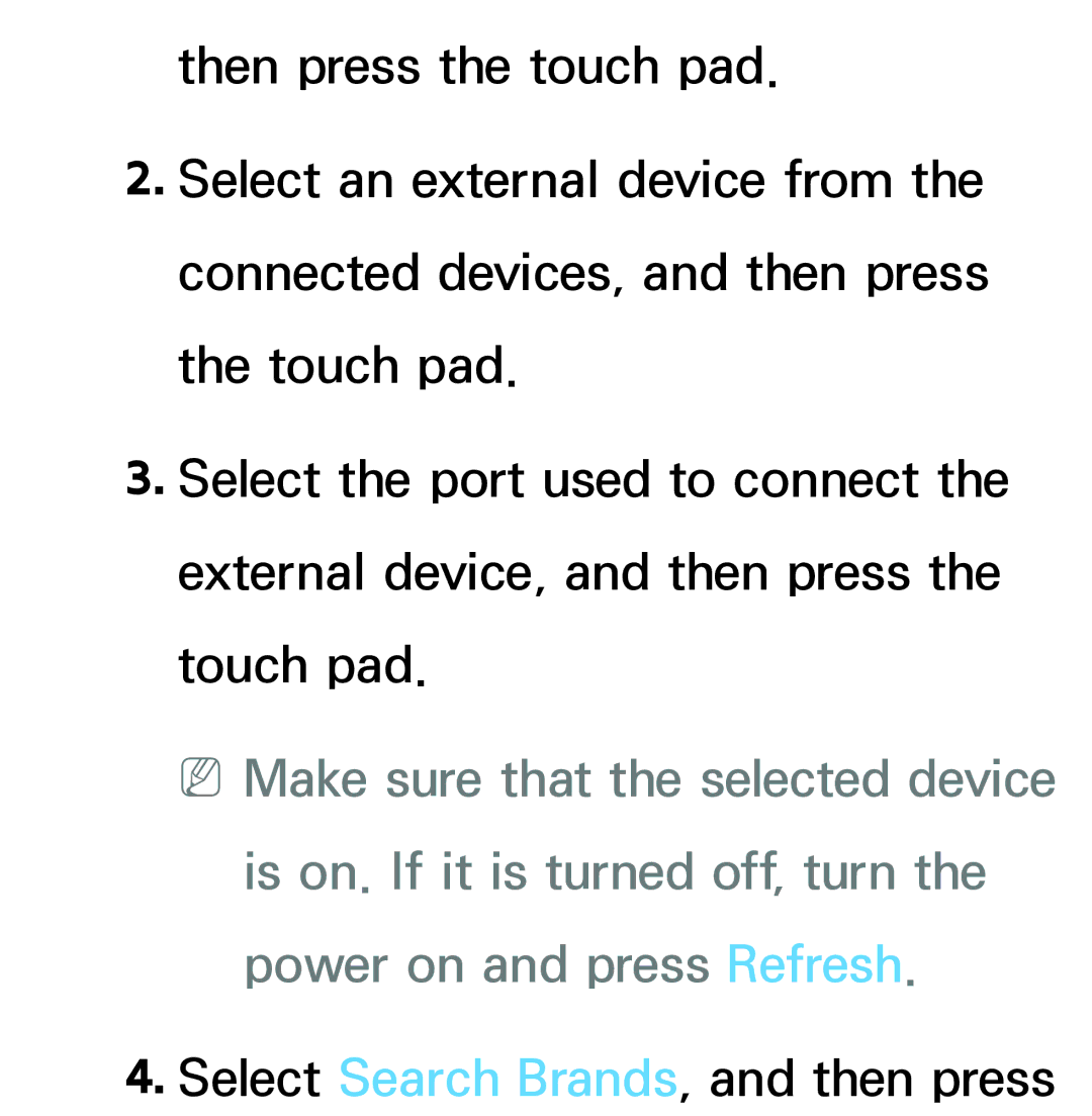 Samsung PN64E8000 manual Select Search Brands, and then press 