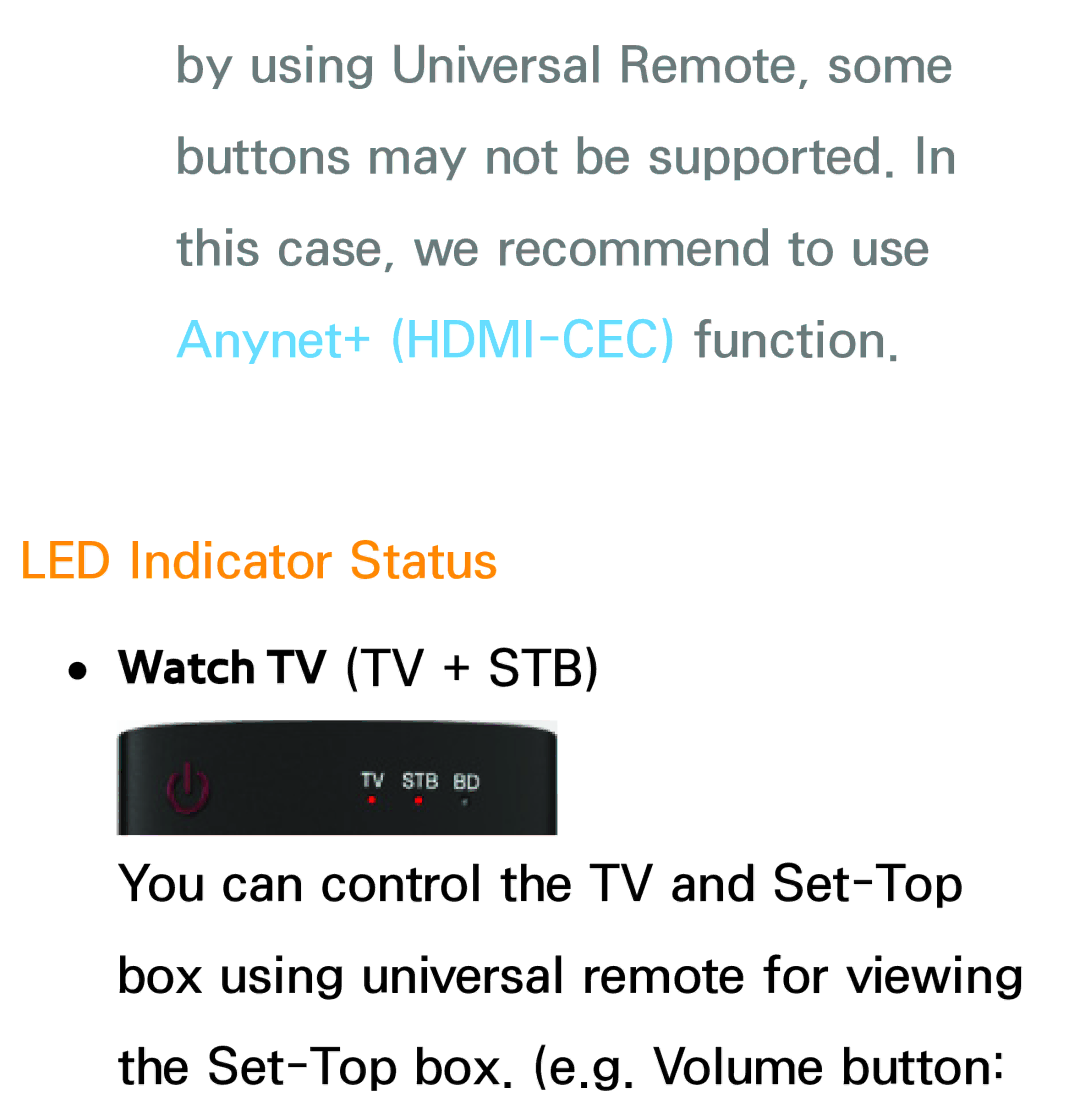 Samsung PN64E8000 manual LED Indicator Status 