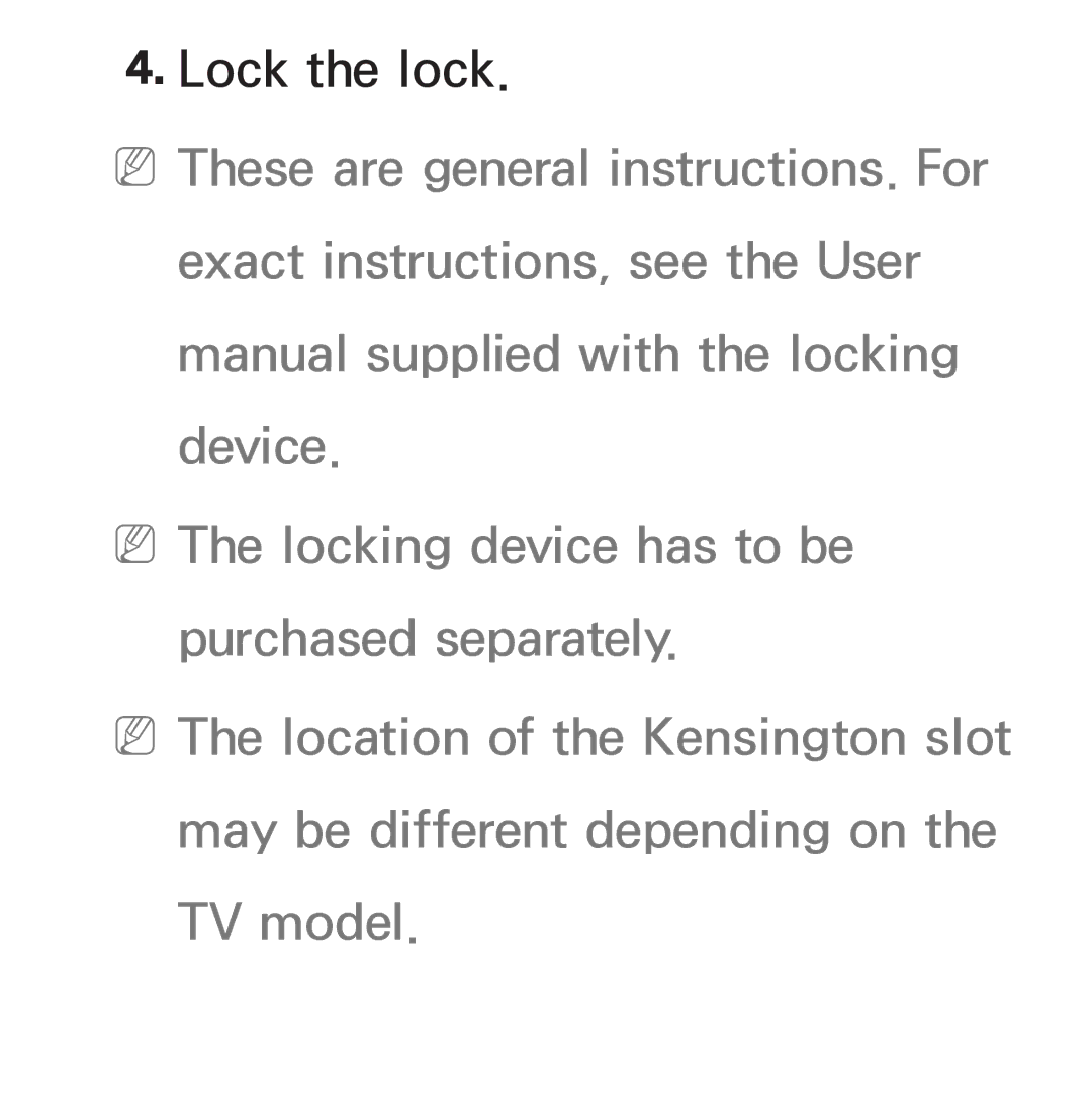 Samsung PN64E8000 manual Lock the lock 