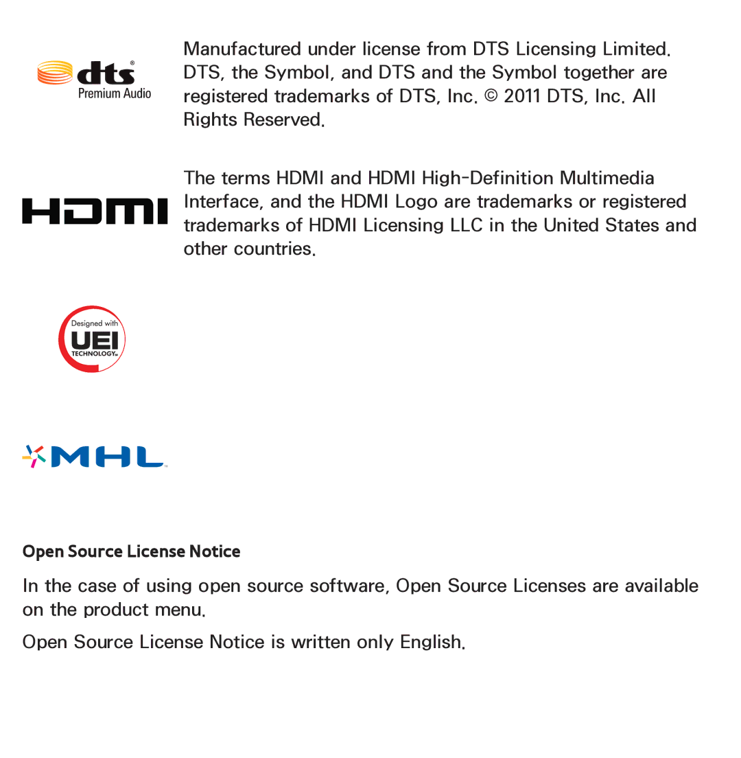 Samsung PN64E8000 manual Open Source License Notice 