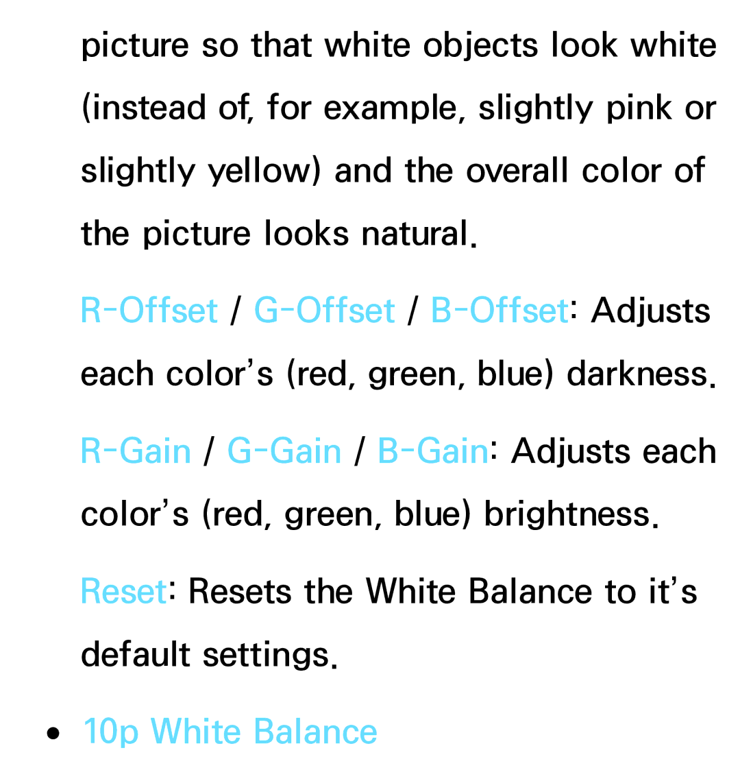 Samsung PN64E8000 manual 10p White Balance 